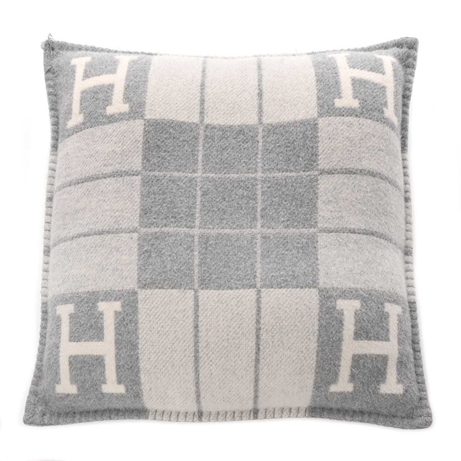 Hermes Wool Cashmere Avalon III Pillow PM Ecru Gris Clair 1 of 5