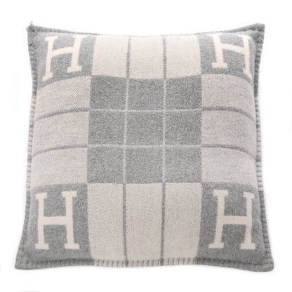 Hermes Wool Cashmere Avalon III Pillow PM Ecru Gris Clair 1 of 5