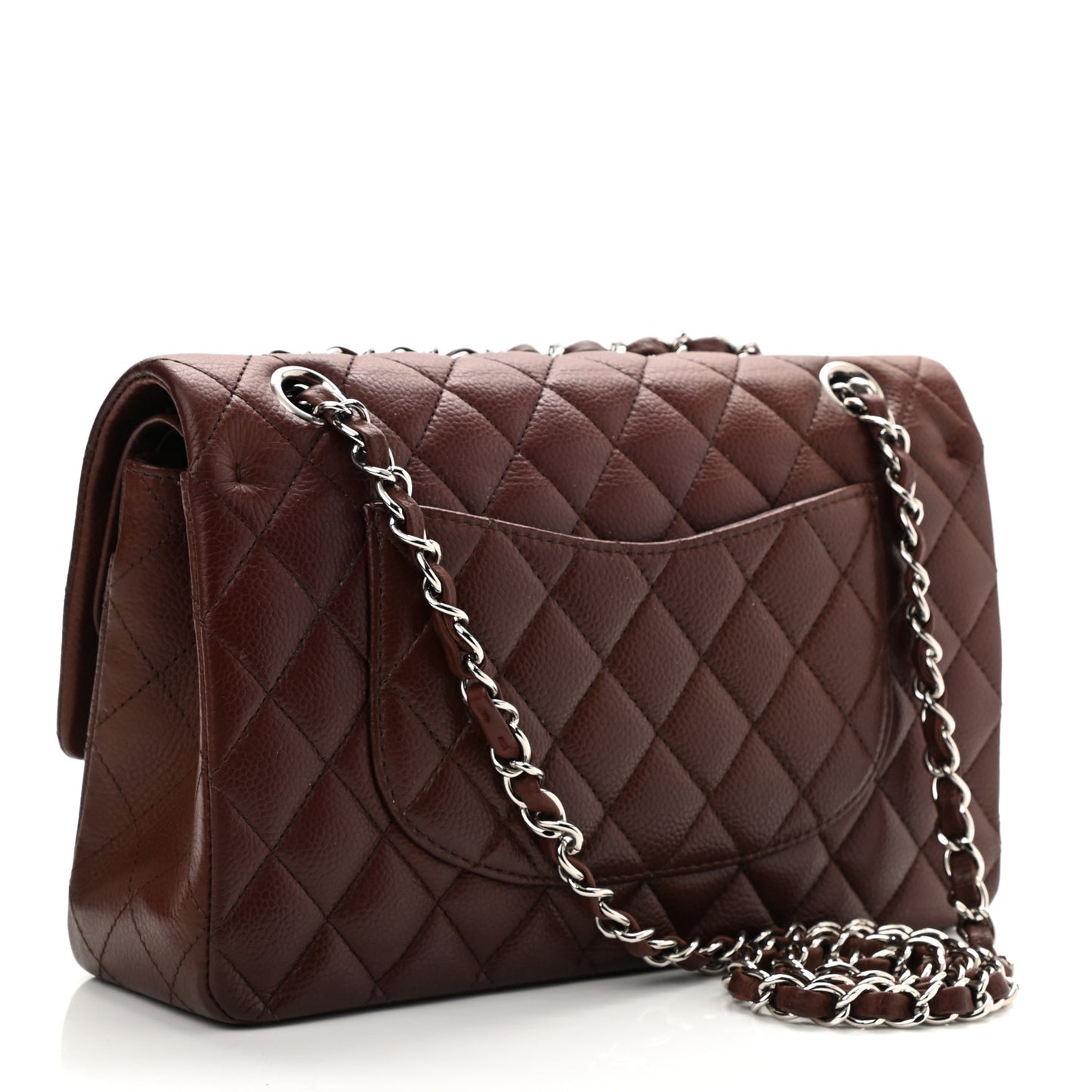 Caviar Quilted Medium Double Flap Burgundy