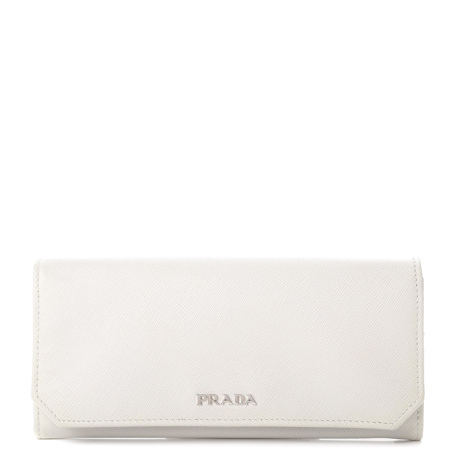 Prada Saffiano Corner Continental Flap Wallet Talco Black 1 of 9