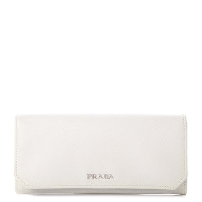 Prada Saffiano Corner Continental Flap Wallet Talco Black 1 of 9