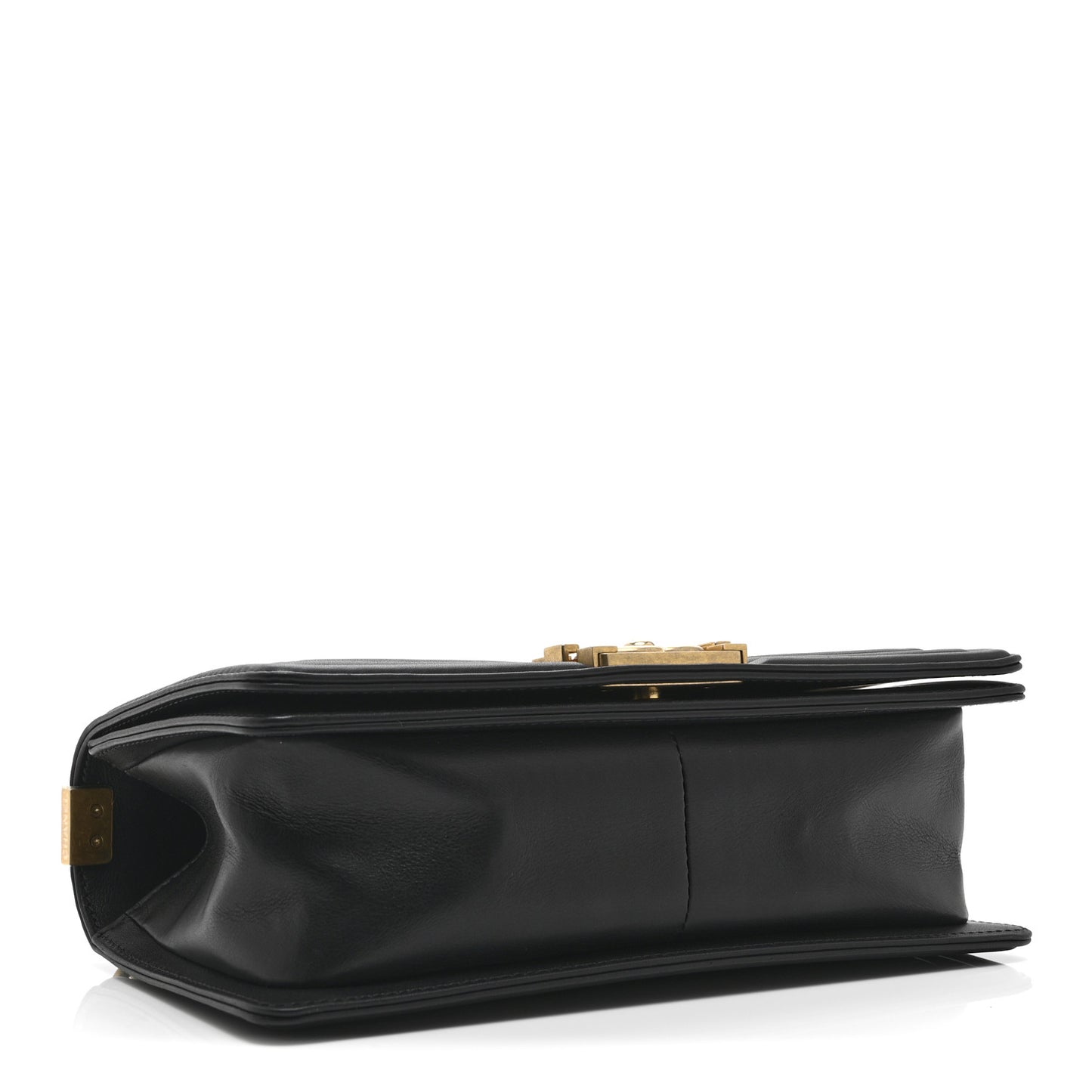 Calfskin Chevron Quilted Medium Boy Flap Black