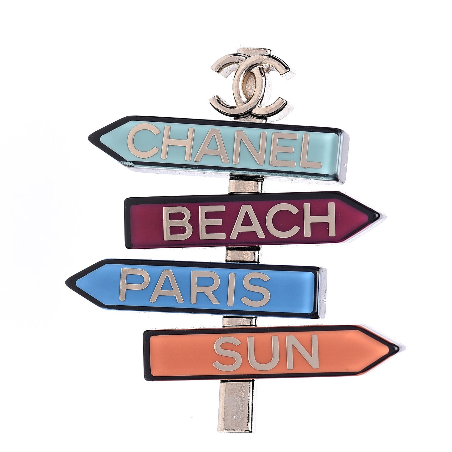 Resin By The Sea Sign Brooch Multicolor