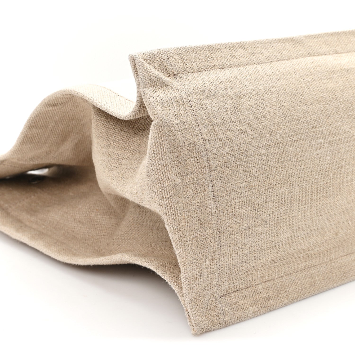 Saint Laurent Linen Calfskin Small Rive Gauche Tote Greggio Natural 8 of 9