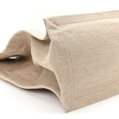 Saint Laurent Linen Calfskin Small Rive Gauche Tote Greggio Natural 8 of 9