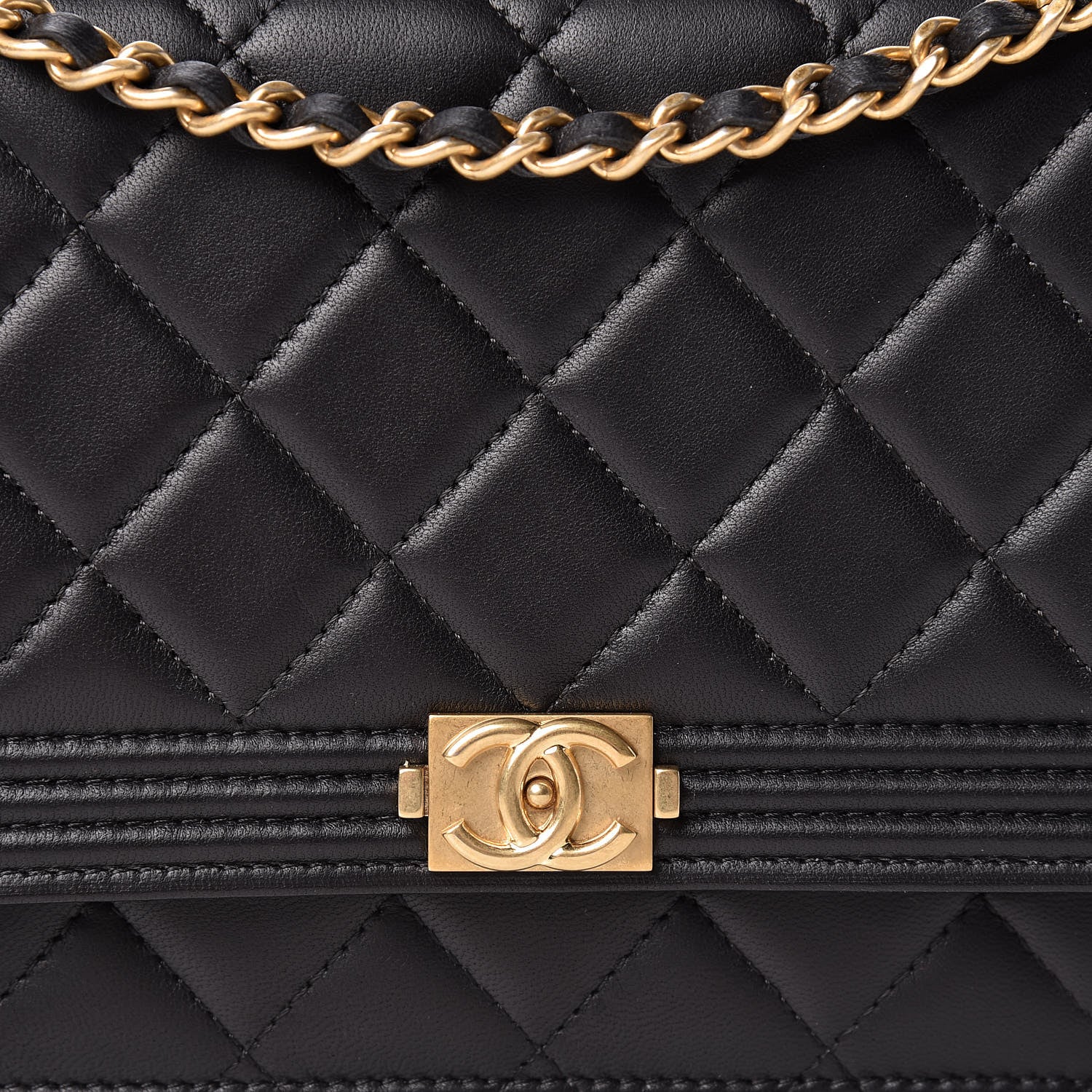 Chanel Lambskin Quilted Boy Wallet On Chain WOC Black 9 of 16