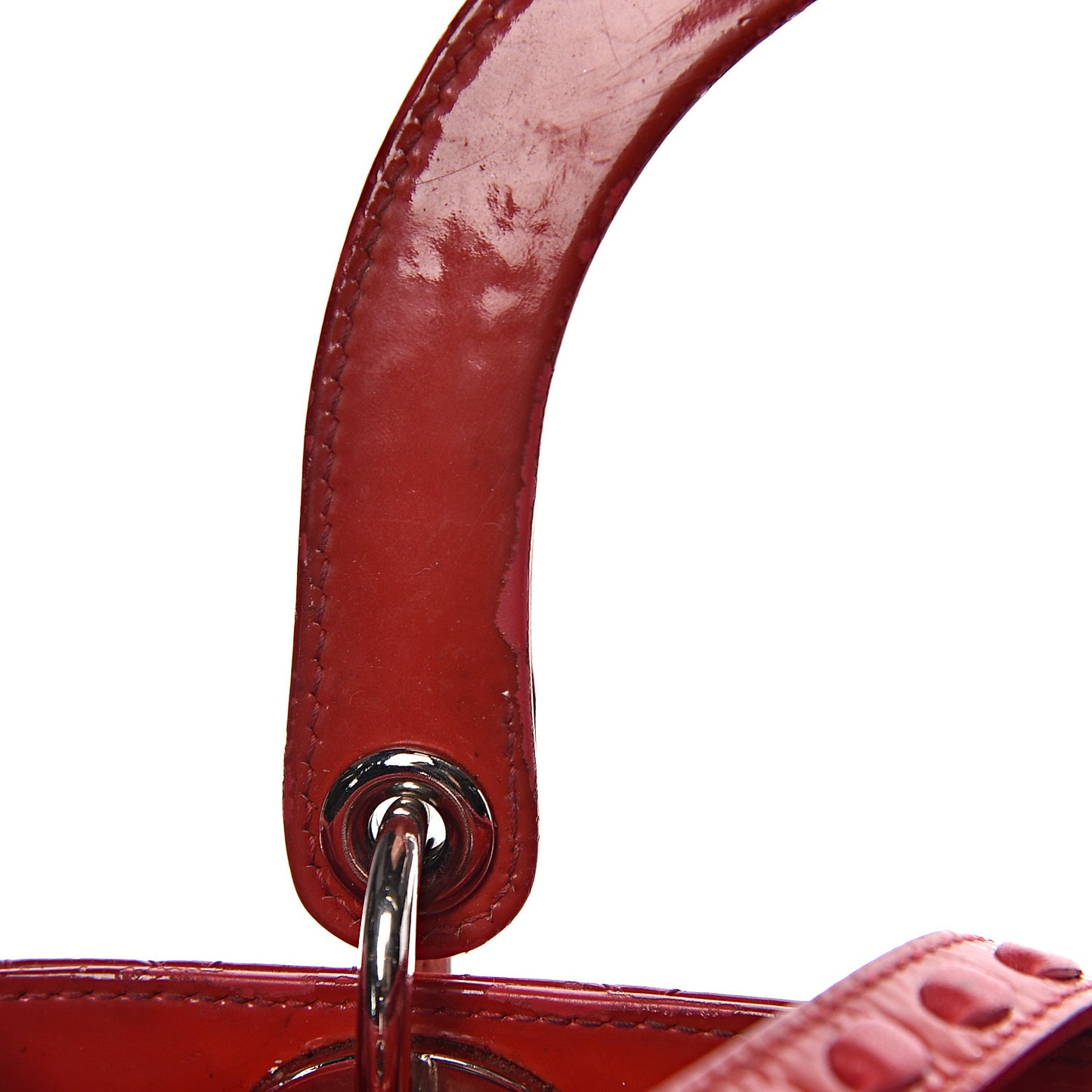 Patent Cannage Whipstitch Medium Lady Dior Red