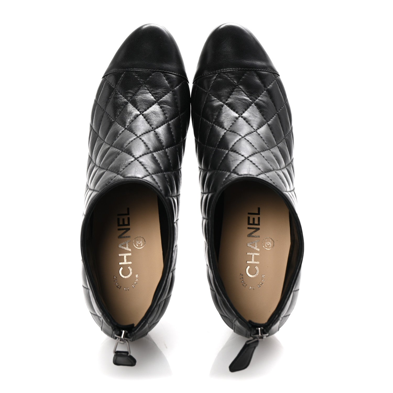 Chanel Calfskin Quilted Cap Toe Short Boots 38.5 Black 2 of 10