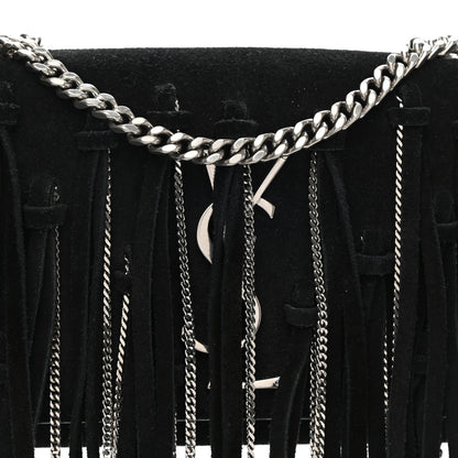 Saint Laurent Suede Fringe Chain Small Monogram Satchel Black 8 of 10