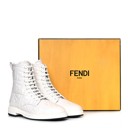 Fendi Nappa FF Embossed Womens Biker Boots 40.5 Snow 8 of 8