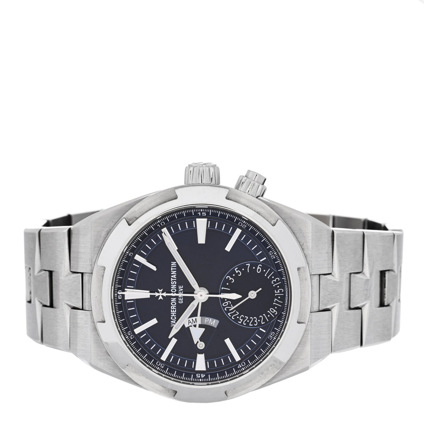 Stainless Steel 41mm Overseas Dual Time Automatic Watch Blue 7900V/110A-B334