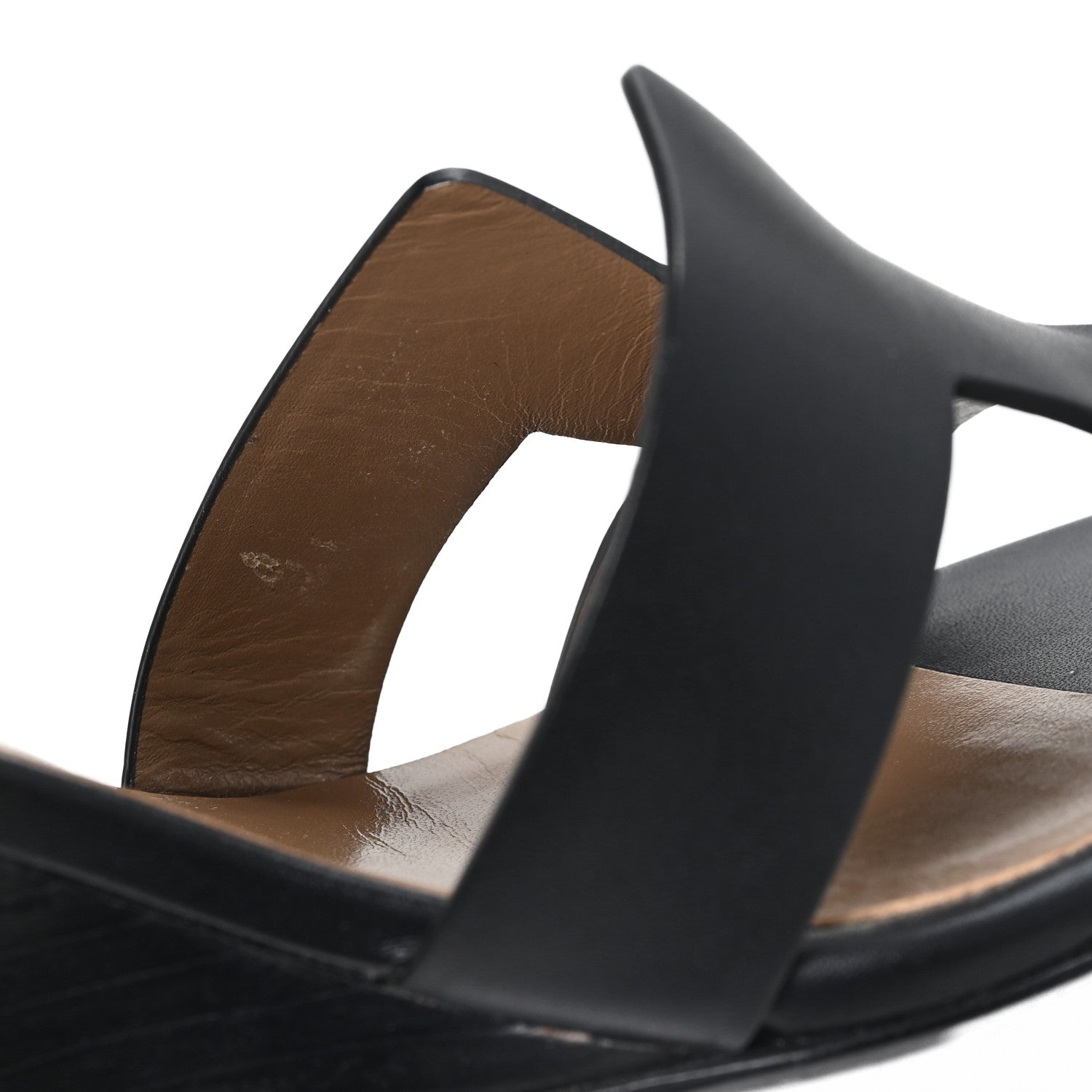 Hermes Calfskin Legend Wedge Sandals 36.5 Black 8 of 11