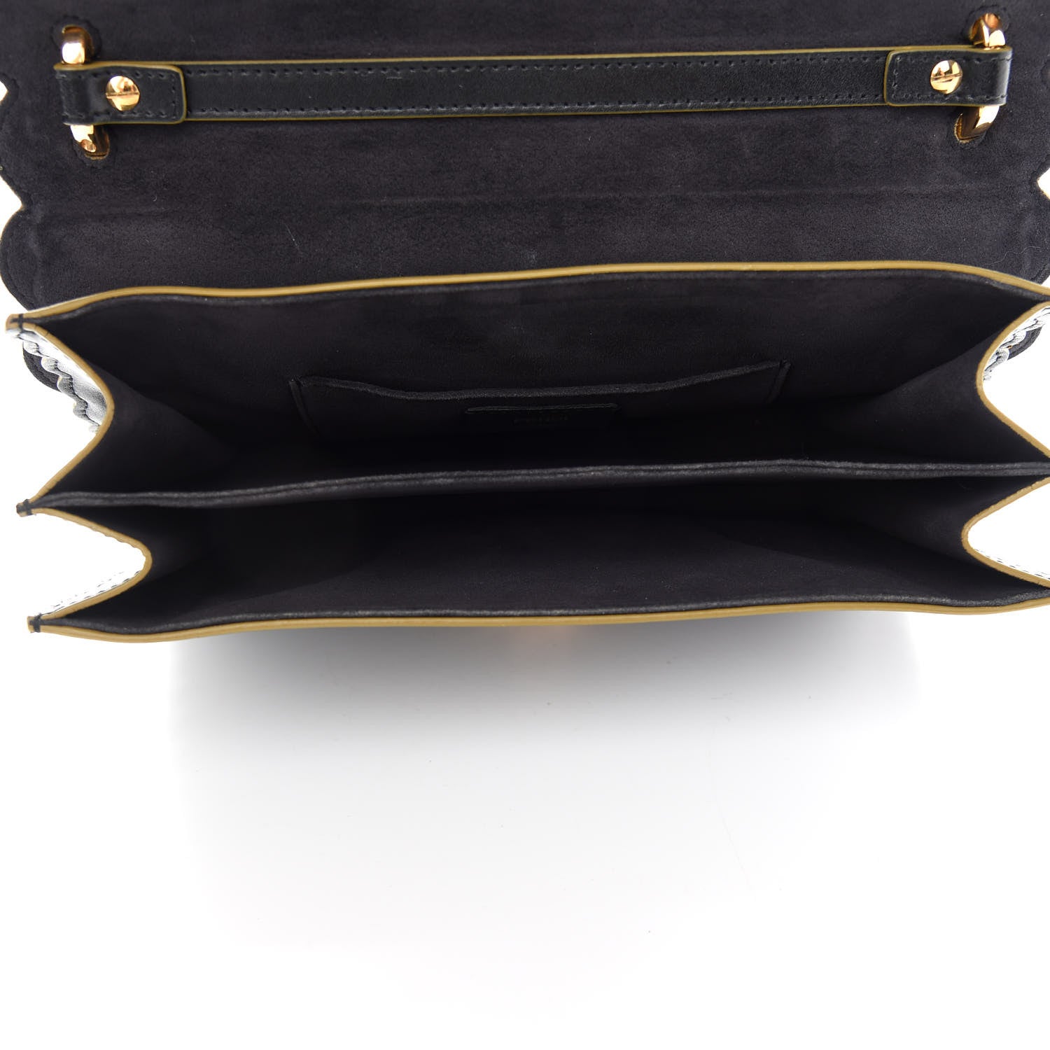 Fendi Vitello Liberty Scalloped Studded Kan I Shoulder Bag Black 5 of 11