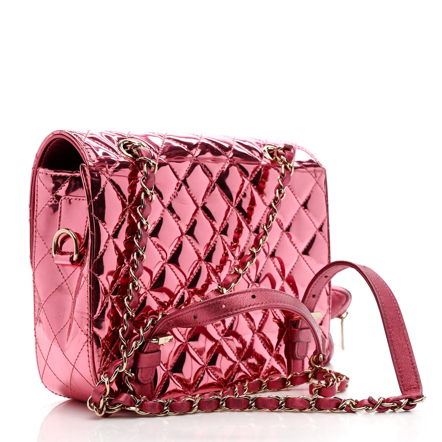 Chanel Mirror Calfskin Metallic Calfskin Quilted Hollywood Boulevard Backpack Pink 2 of 15