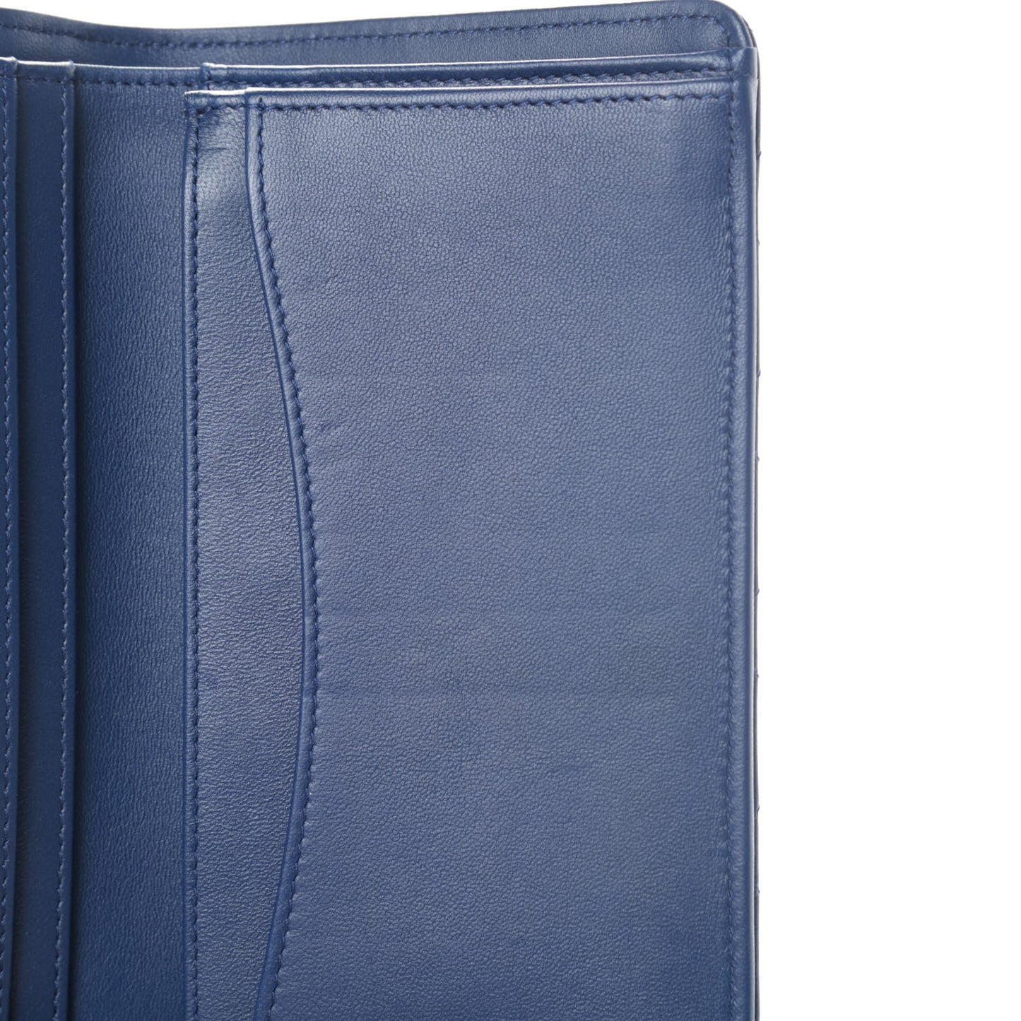 Lambskin Quilted Yen Wallet Dark Blue