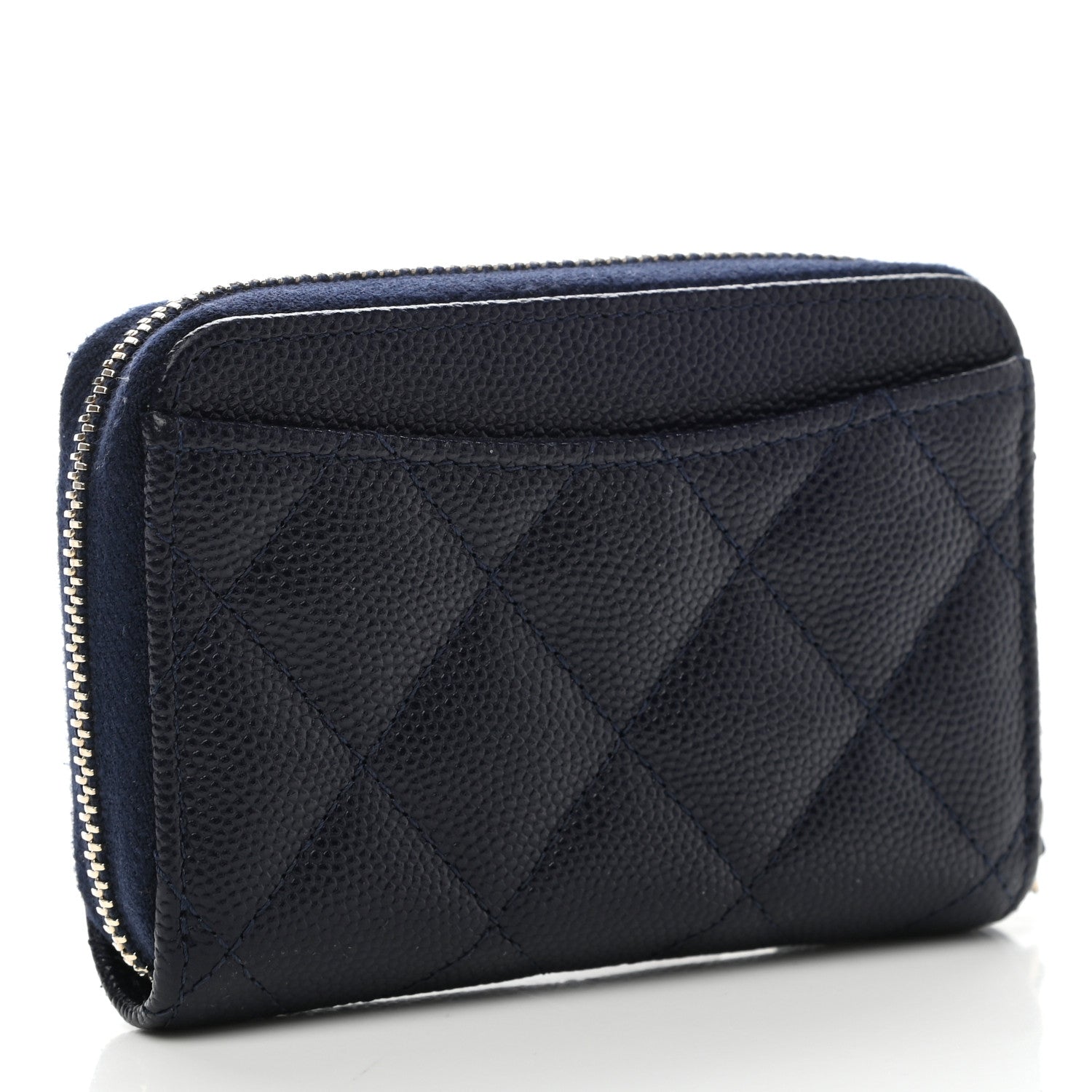 Chanel Metallic Caviar Quilted Zip Coin Purse Dark Blue 3 of 8