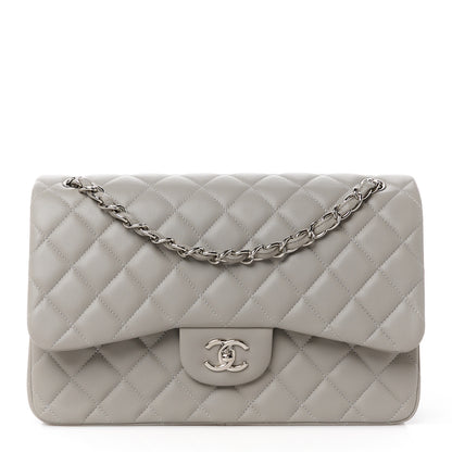 Chanel Lambskin Quilted Jumbo Double Flap Grey 1 of 11