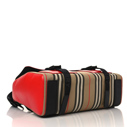 Burberry Canvas House Check Convertible Satchel Backpack Bright Military Red 3 of 9