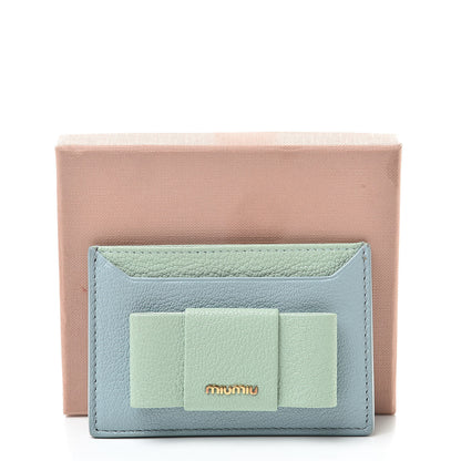 Miu Miu Goatskin Madras Card Case Lago Rugiada 9 of 9