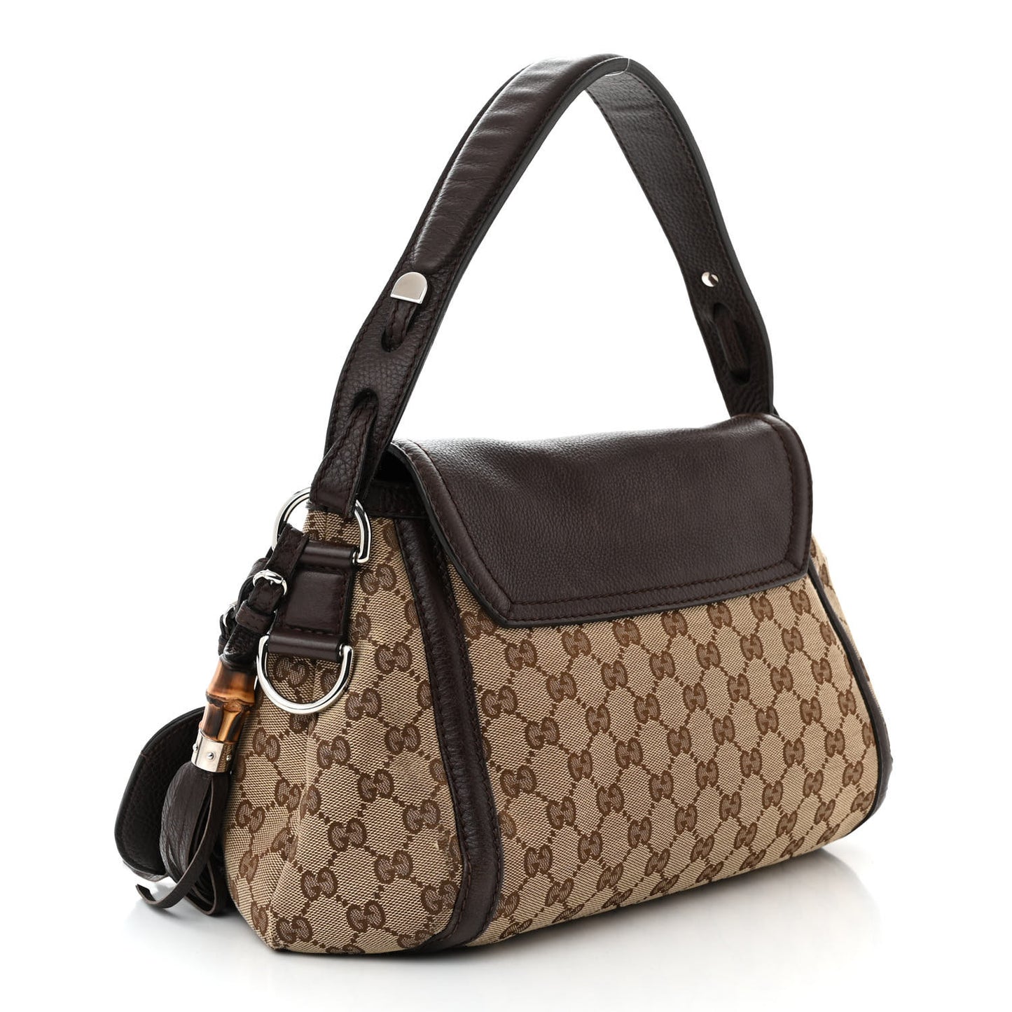 Monogram Medium Techno Horsebit Shoulder Flap Bag Dark Brown