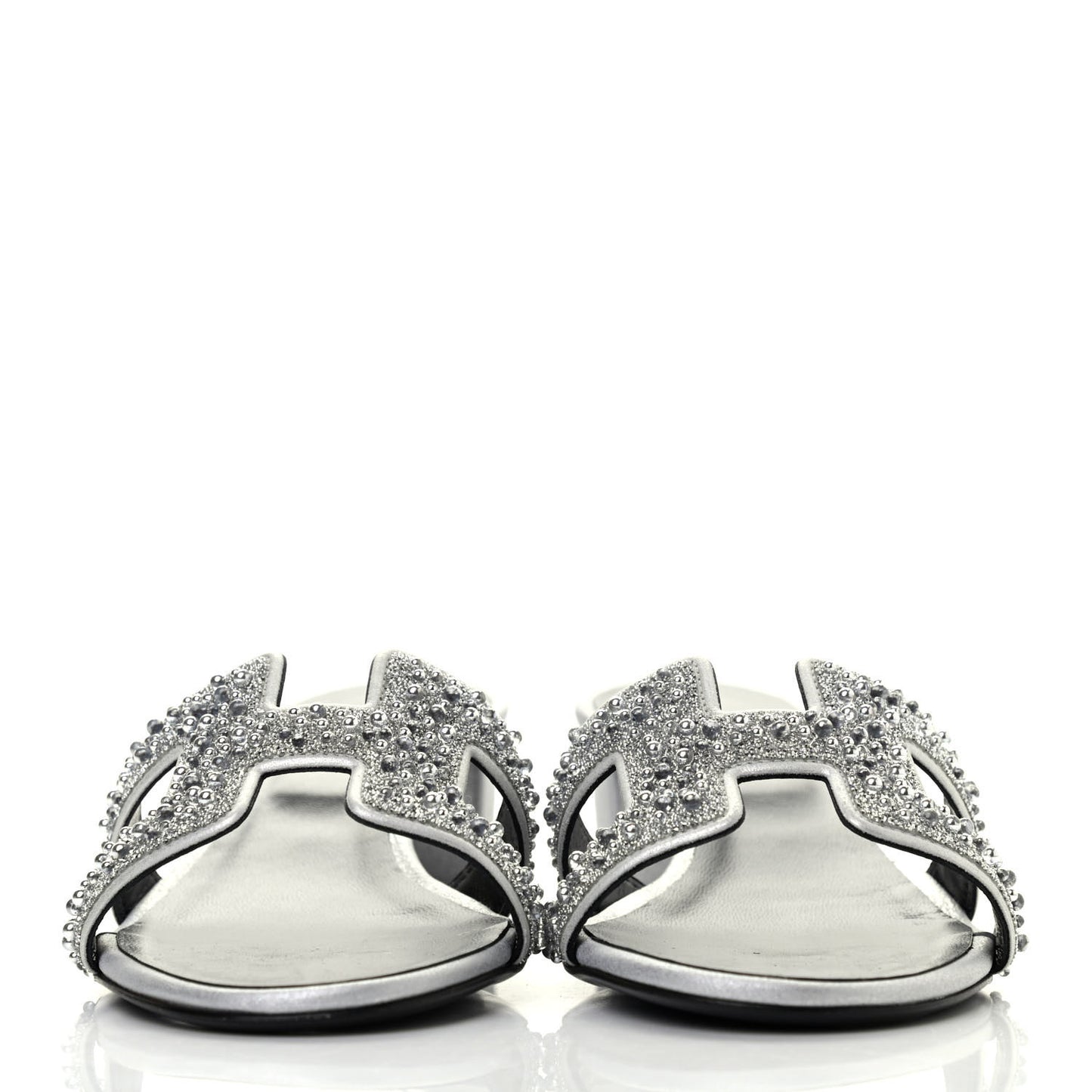 Suede Goatskin Crystal Oasis Sandals 36.5 Gris Argente