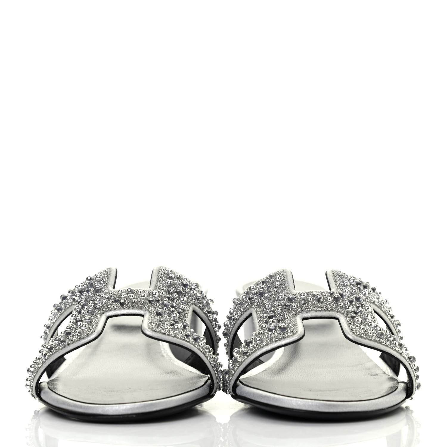 Hermes Suede Goatskin Crystal Oasis Sandals 36.5 Gris Argente 3 of 4