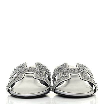 Hermes Suede Goatskin Crystal Oasis Sandals 36.5 Gris Argente 3 of 4