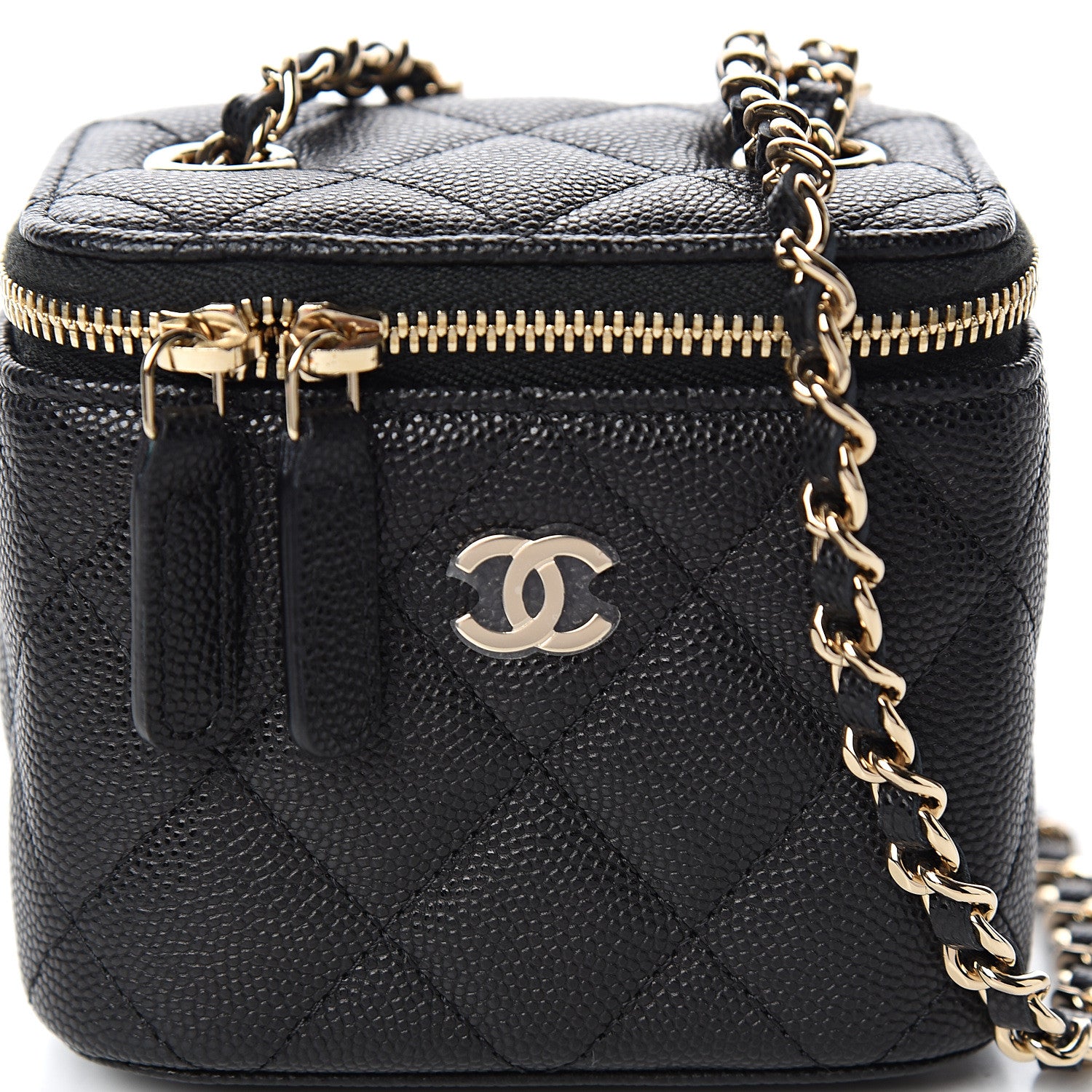 Chanel Caviar Quilted Mini Vanity Case With Chain Black 7 of 10