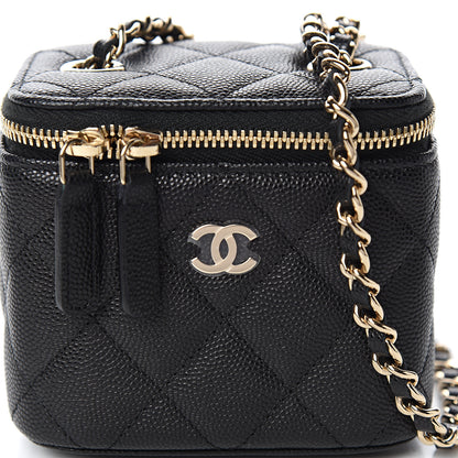 Chanel Caviar Quilted Mini Vanity Case With Chain Black 7 of 10