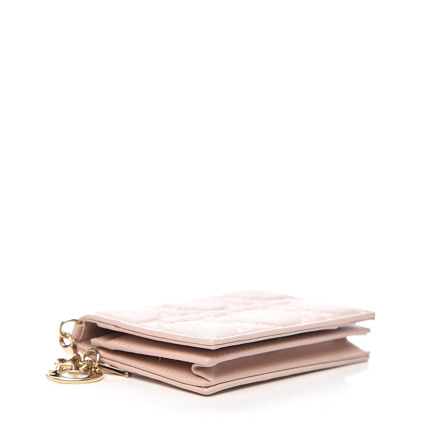 Lambskin Cannage Small Lady Dior Flap Card Holder Light Pink