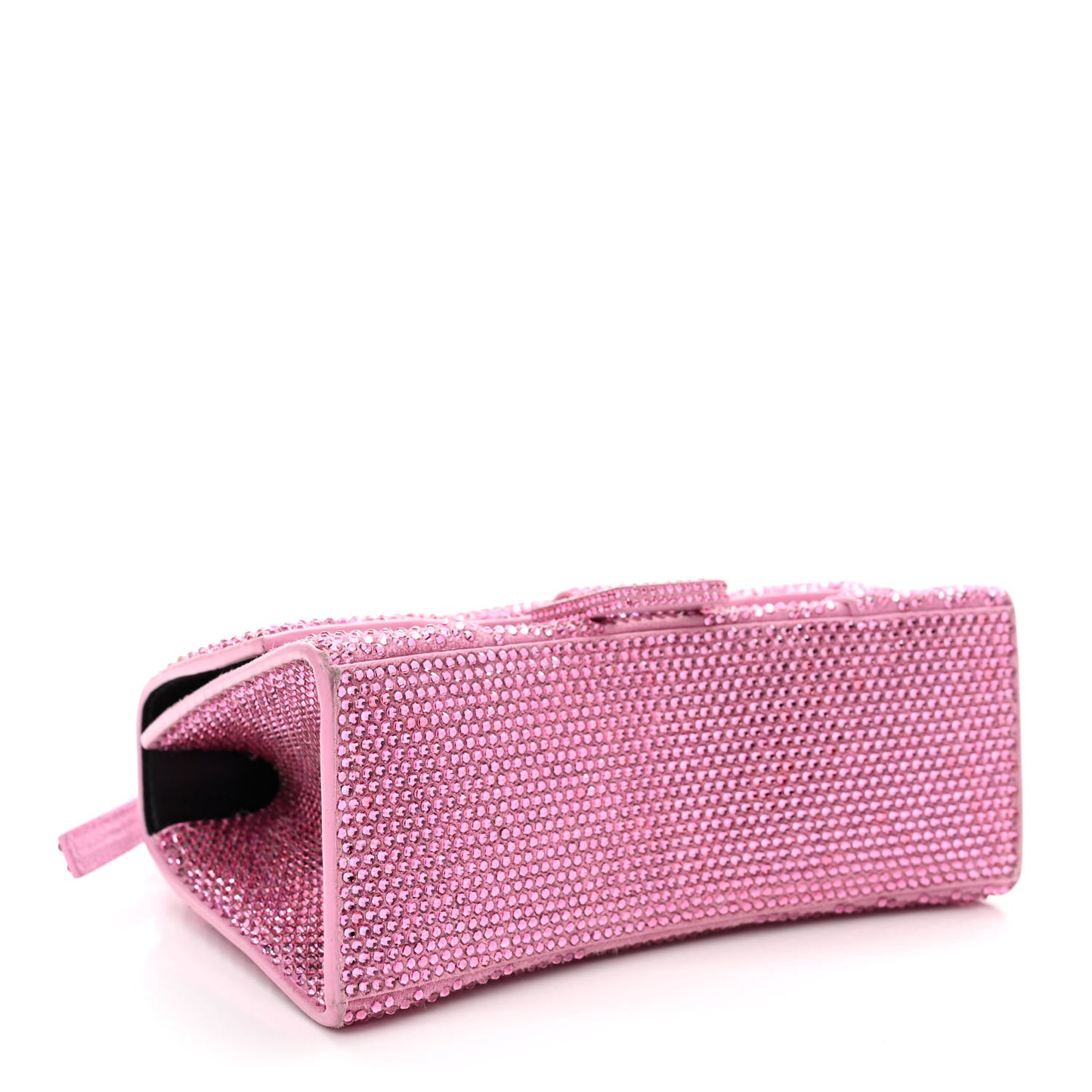 Strass Suede Hourglass Top Handle Bag XS Pink