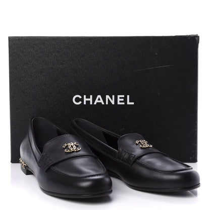 Chanel Calfskin CC Chain Mocassin Loafers 37.5 Black 9 of 9