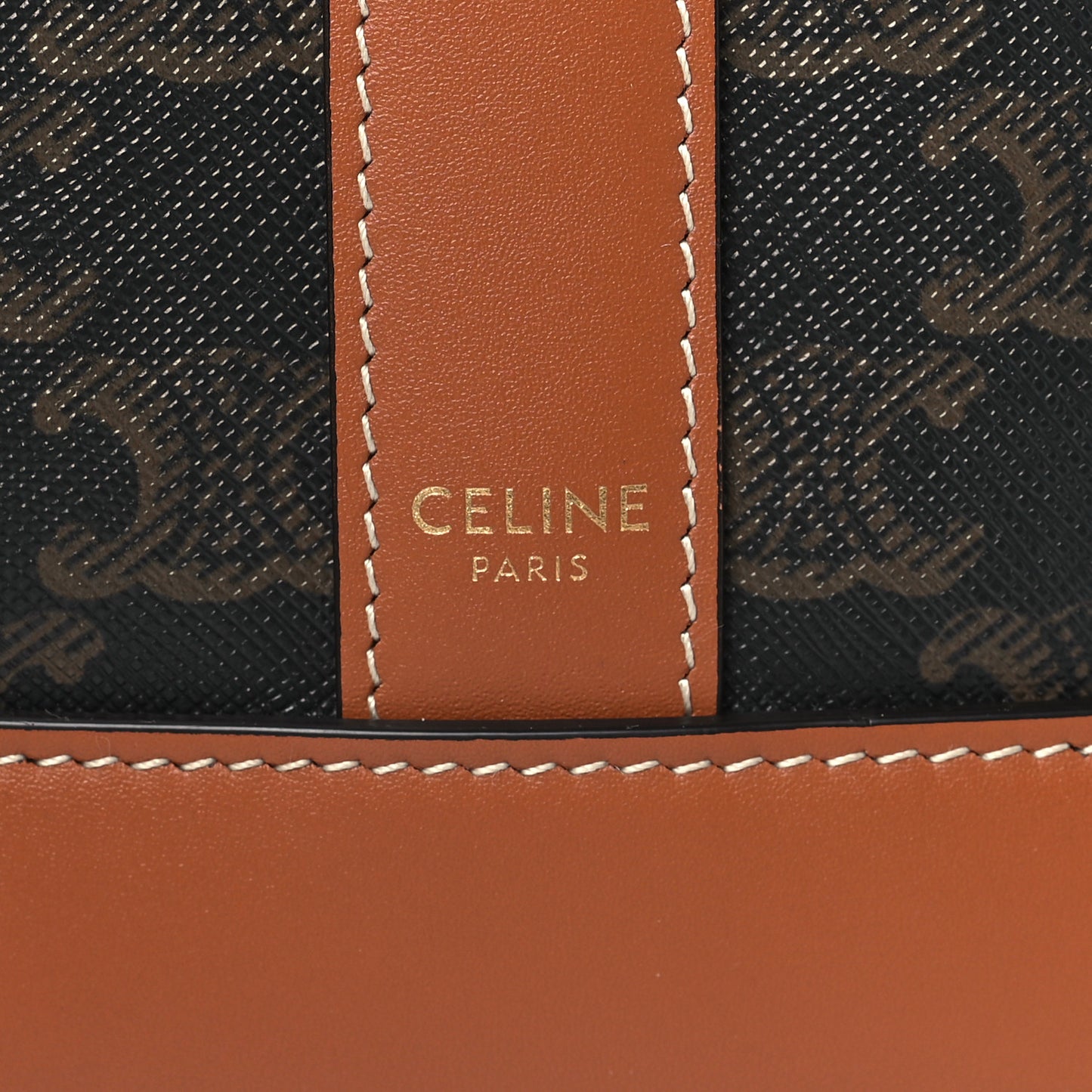 Triomphe Canvas Calfskin Small Bucket Bag Tan