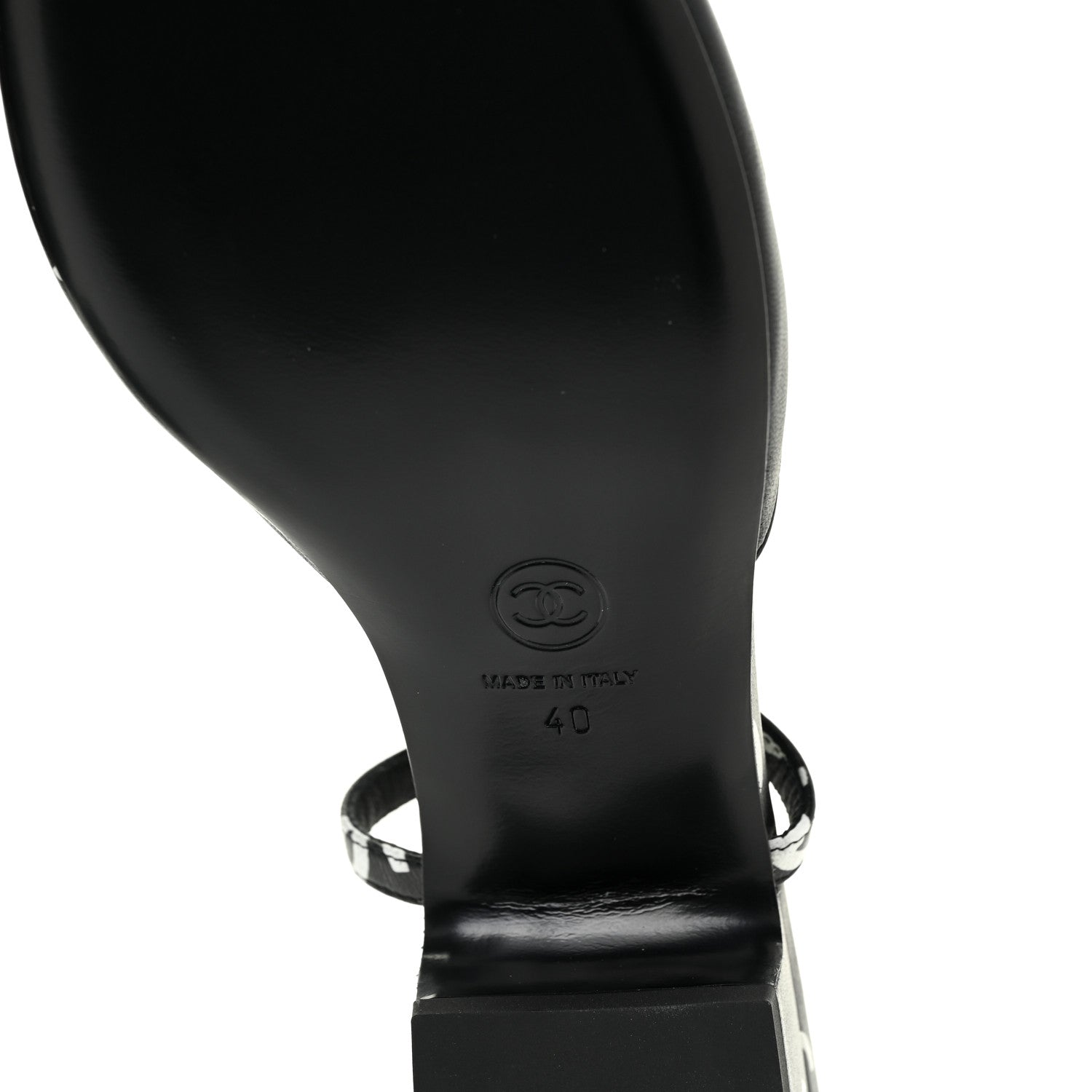 Chanel Printed Lambskin CC Slingback Sandals 40 Black White 10 of 12