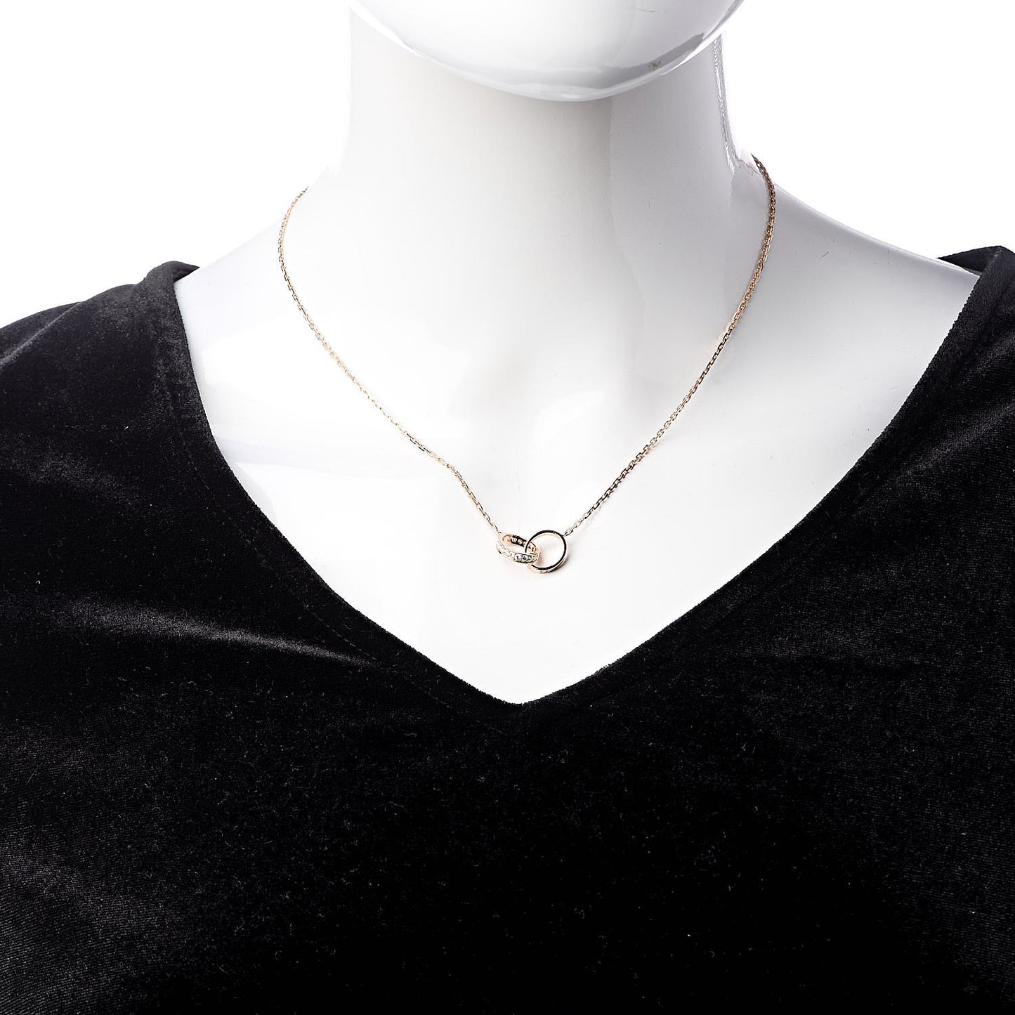 18K Pink Gold Diamond Interlocking LOVE Necklace