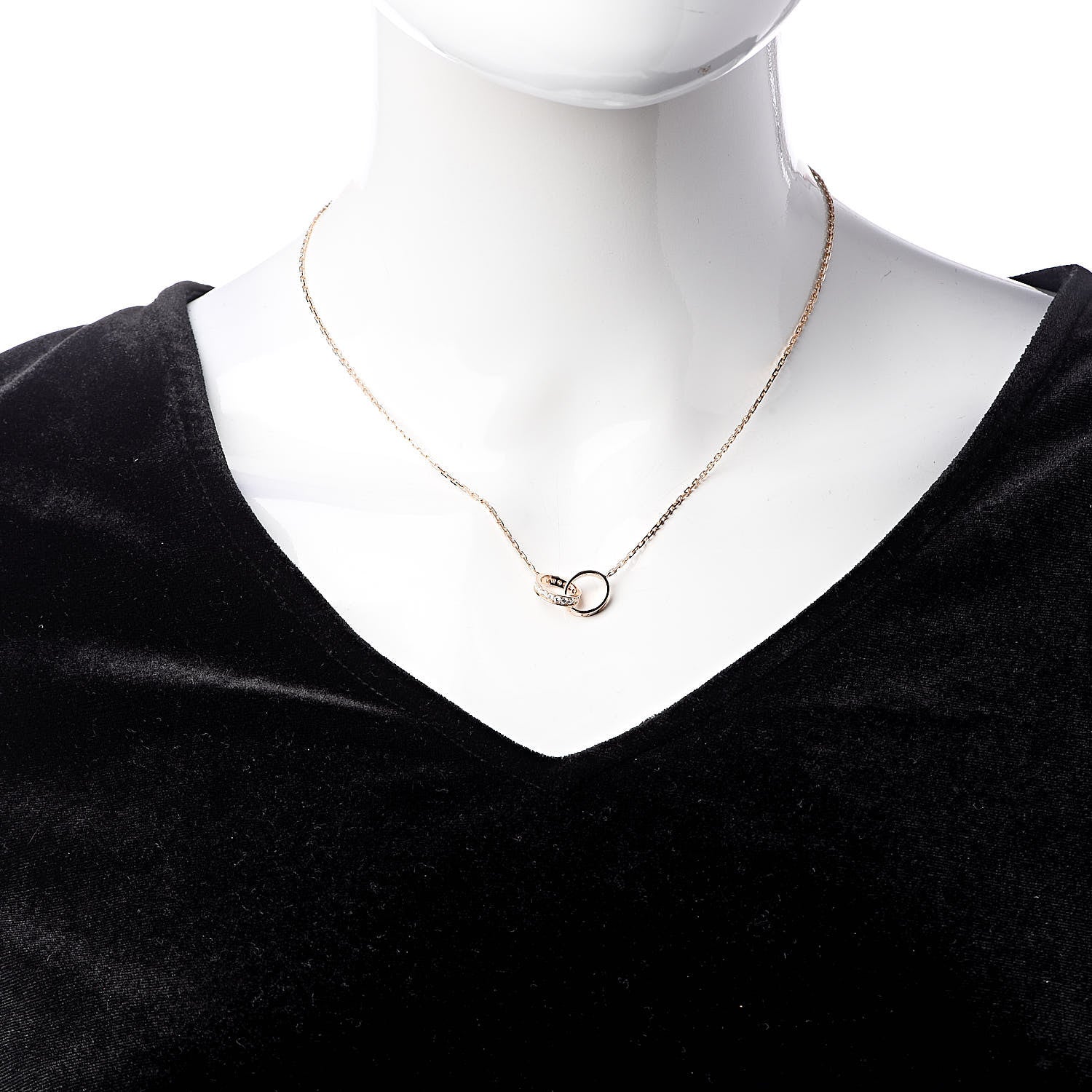 Cartier 18K Pink Gold Diamond Interlocking LOVE Necklace 2 of 8