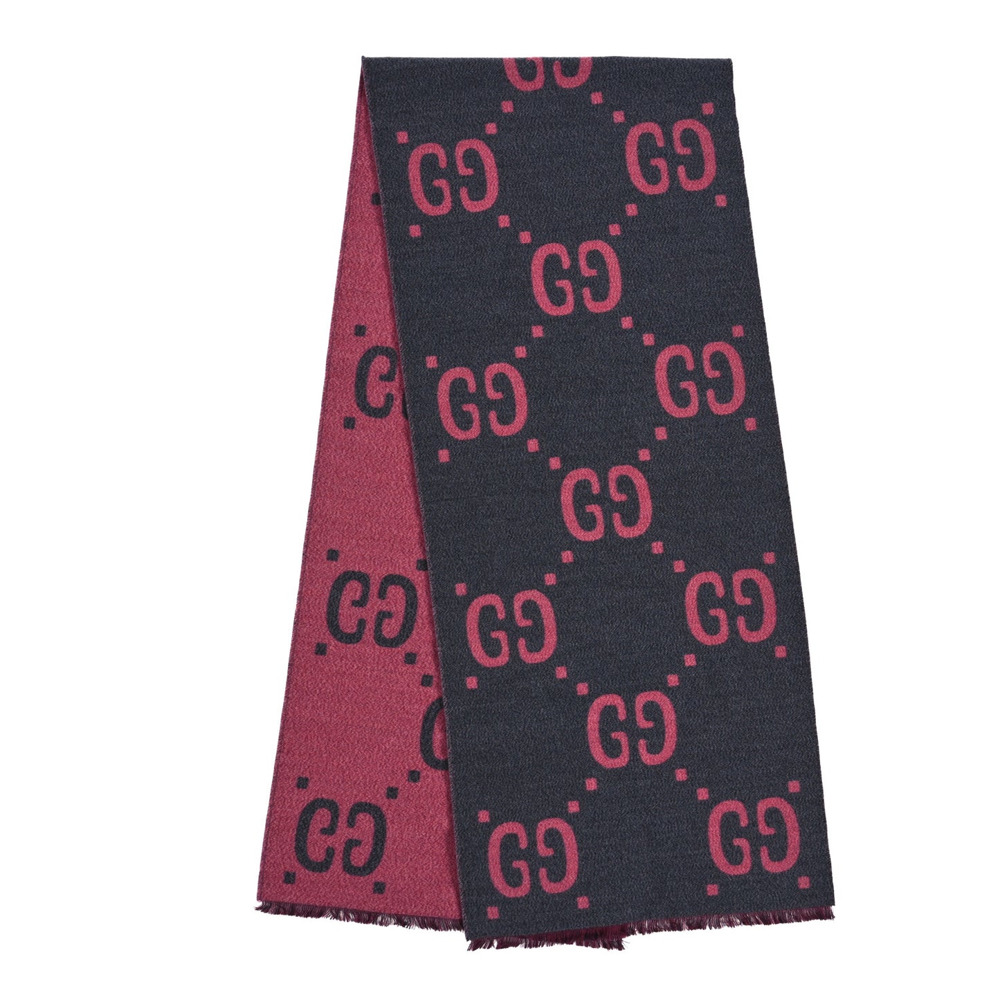 Wool Silk Monogram Jumbo GG Freedom Scarf Pink Grey
