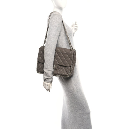Chanel Washed Lambskin Quilted Chain Around Maxi Flap Taupe 2 of 10