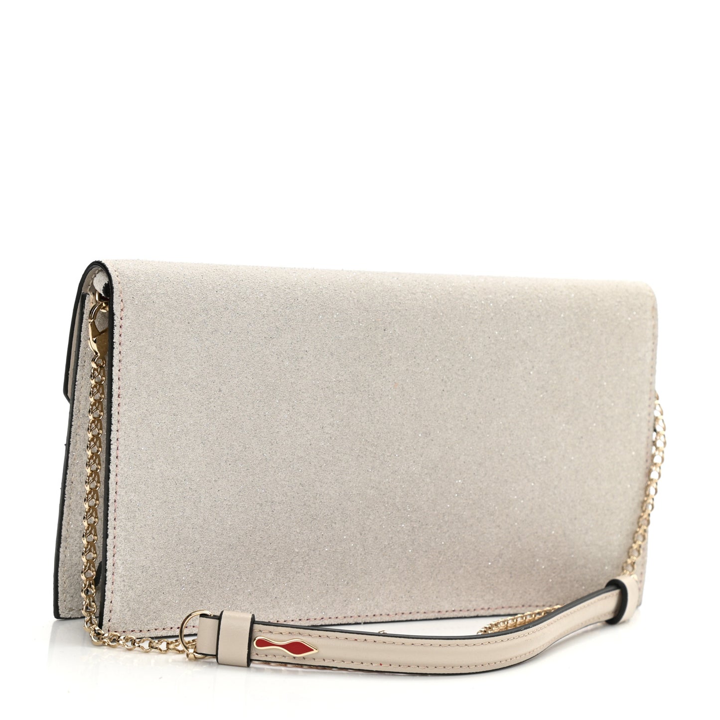 Glitter Calfskin Loubi54 Crossbody Clutch Silver