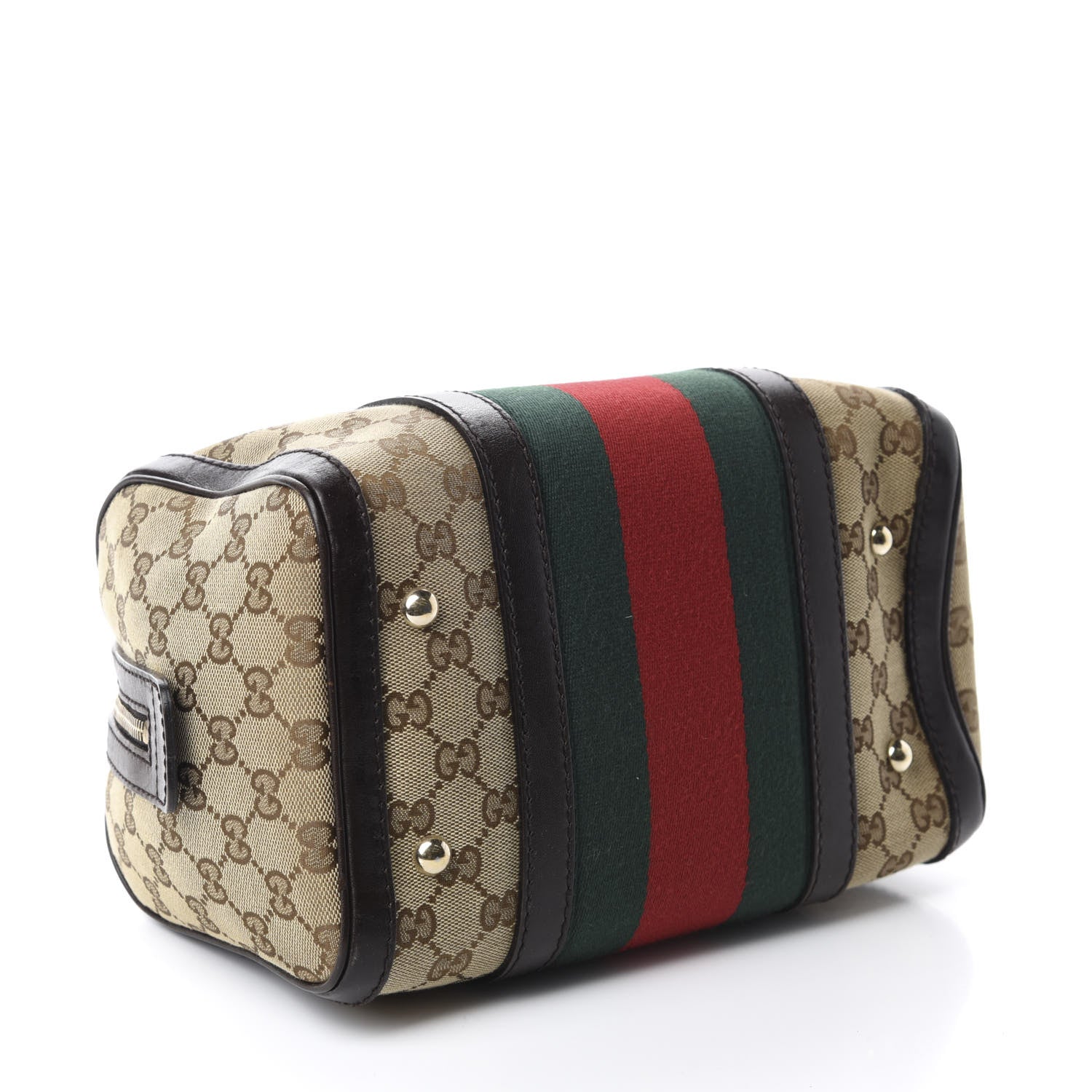 Gucci Monogram Vintage Web Small Boston Dark Brown 4 of 11