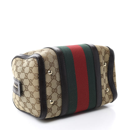 Gucci Monogram Vintage Web Small Boston Dark Brown 4 of 11