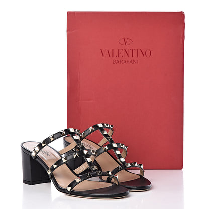 Valentino Garavani Calfskin Rockstud 60mm Caged Slide Sandals 38.5 Black 9 of 9