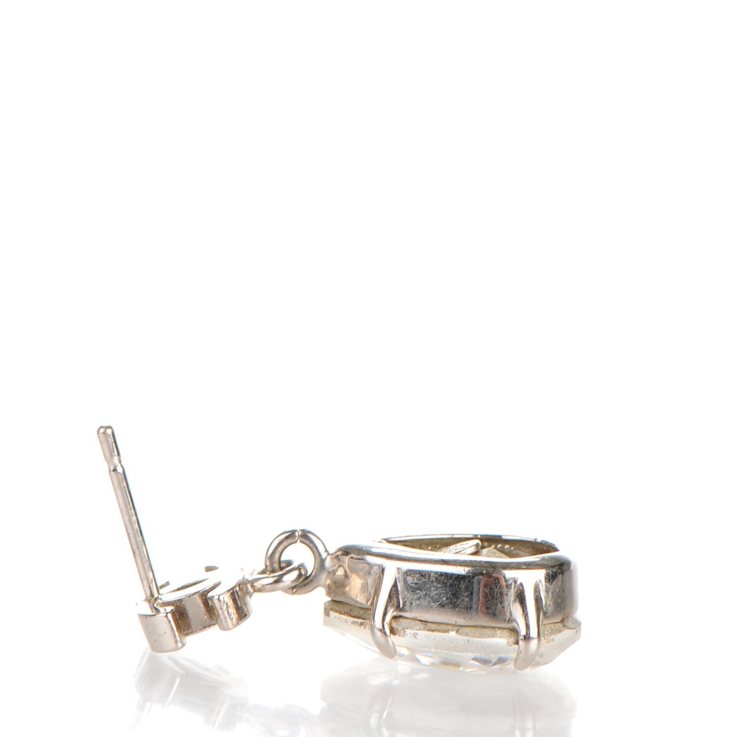 Crystal CC Drop Earrings Silver