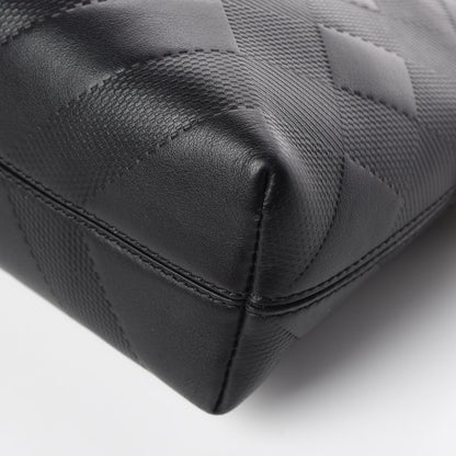 Burberry Calfskin Check Embossed Small Chichester Crossbody Clutch Bag Black 11 of 11