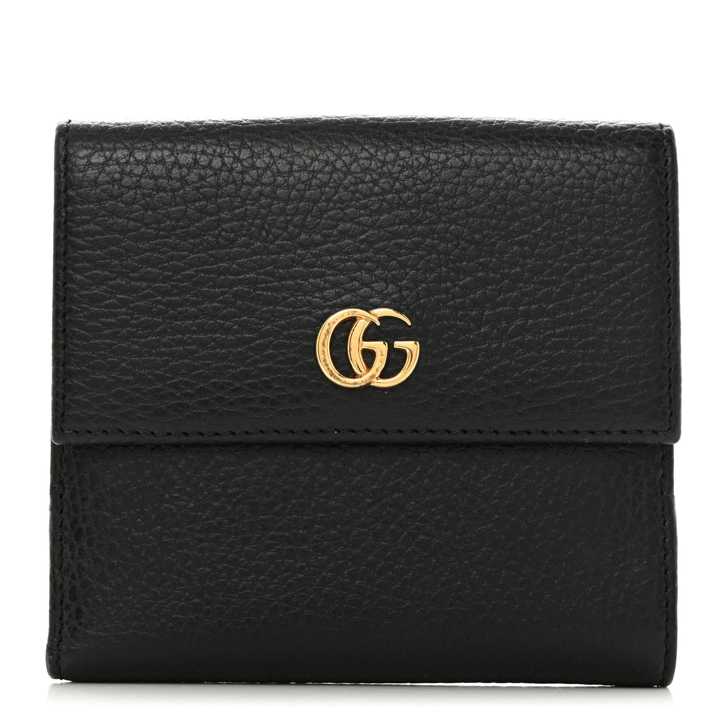 Dollar Calfskin Double G French Flap Wallet Black