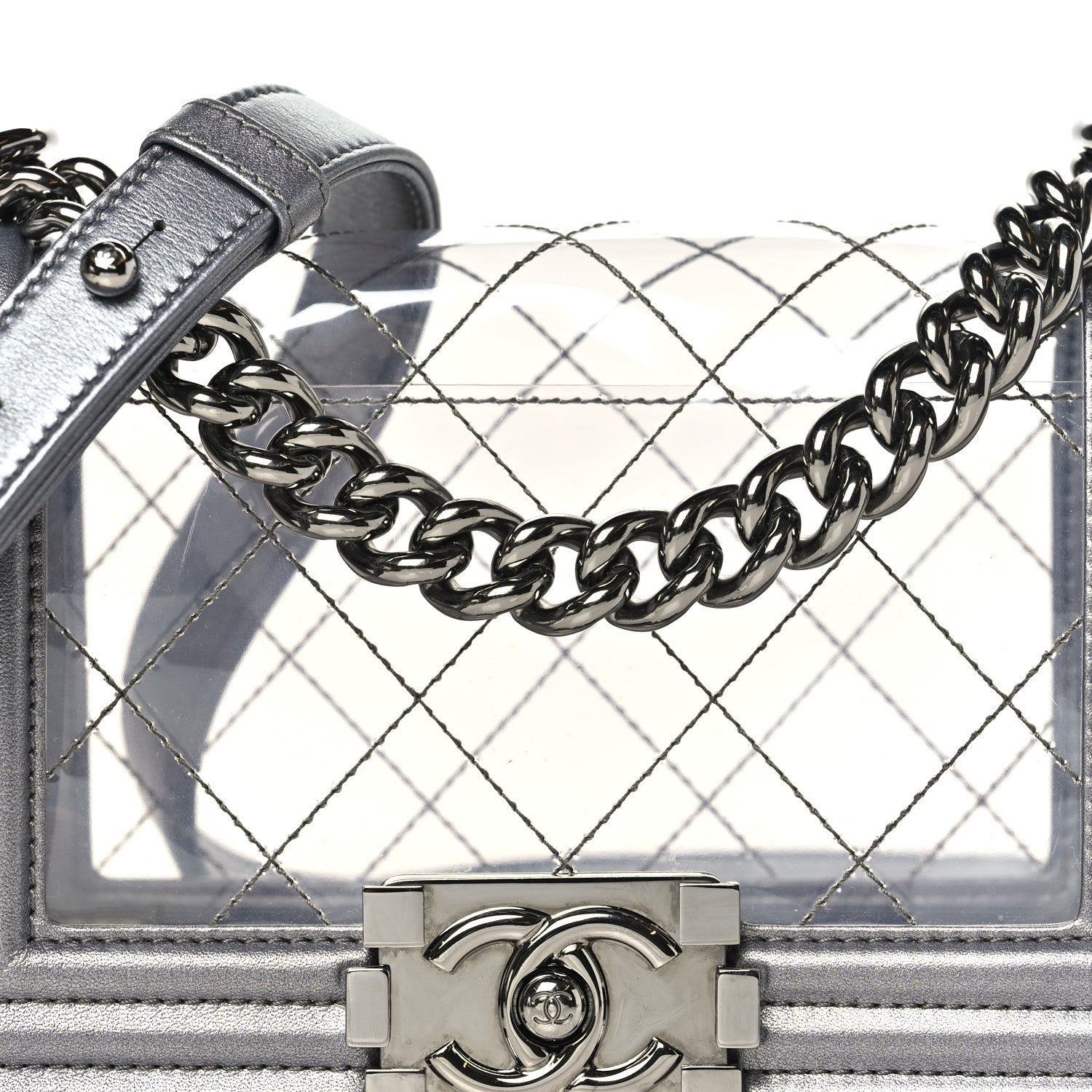 Chanel Metallic Lambskin PVC Quilted Small Boy Flap Silver 8 of 10