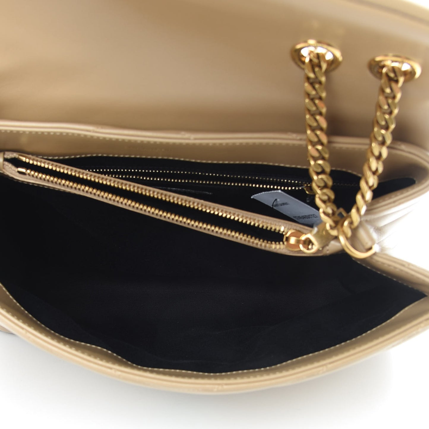 Calfskin Y Quilted Monogram Medium Loulou Chain Satchel Dark Beige
