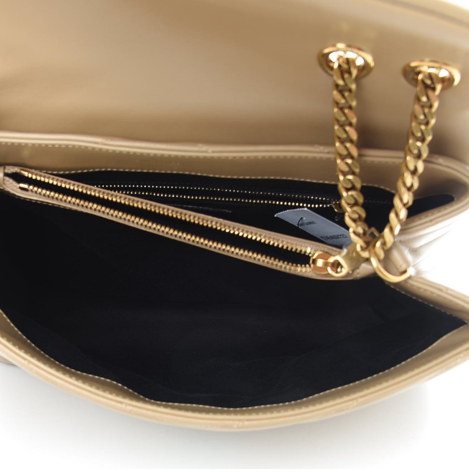 Saint Laurent Calfskin Y Quilted Monogram Medium Loulou Chain Satchel Dark Beige 6 of 15
