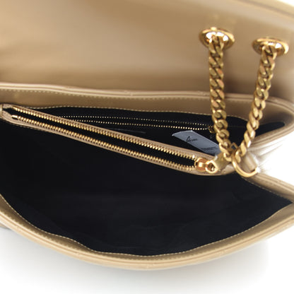 Saint Laurent Calfskin Y Quilted Monogram Medium Loulou Chain Satchel Dark Beige 6 of 15