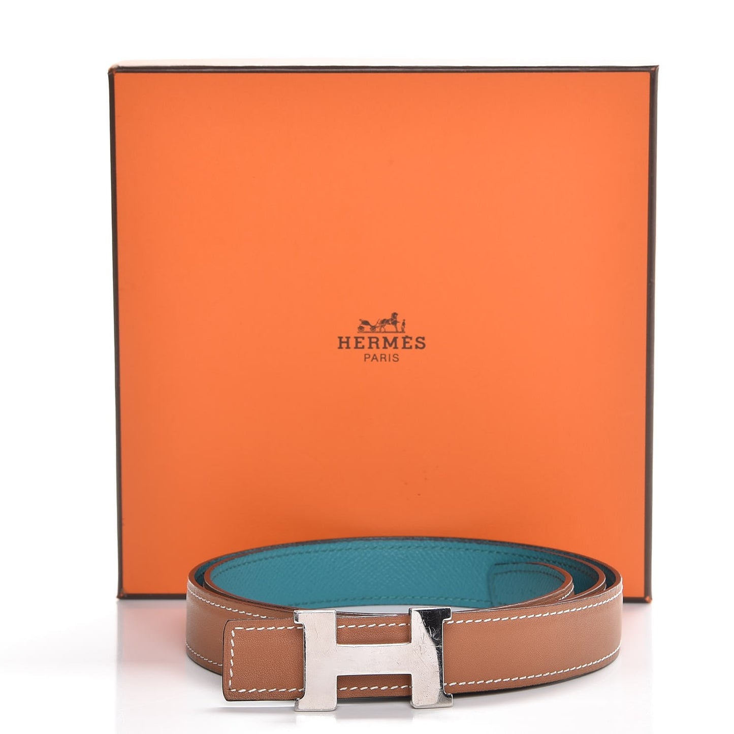 Swift Epsom 24mm H Belt 85 Gold Bleu Paon